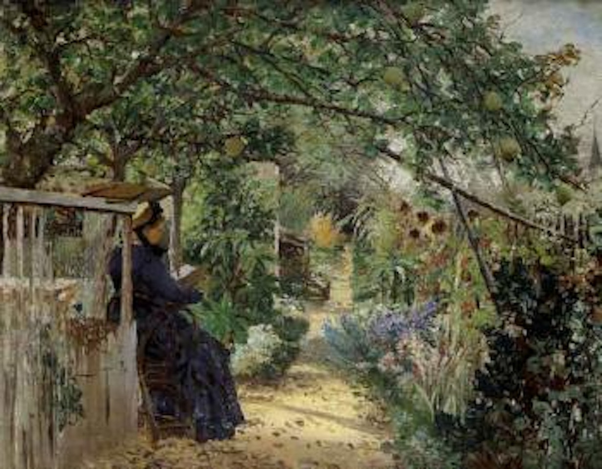 Mrs von Hormann in her garden, Clamart, Paris by Theodor von Hörmann