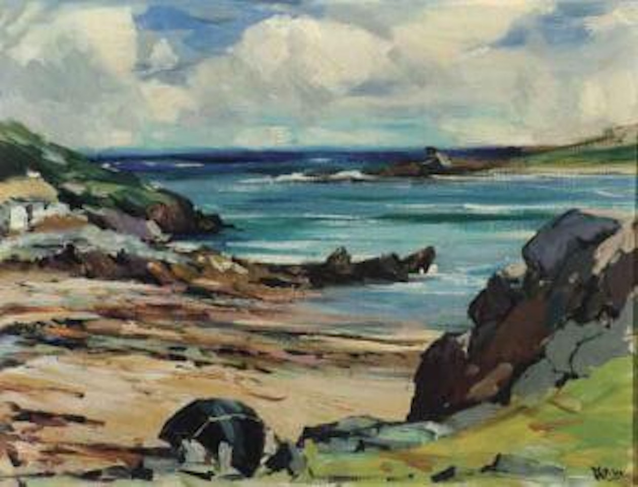 Small whitewashed cottage on the Irish coast by Kenneth Webb