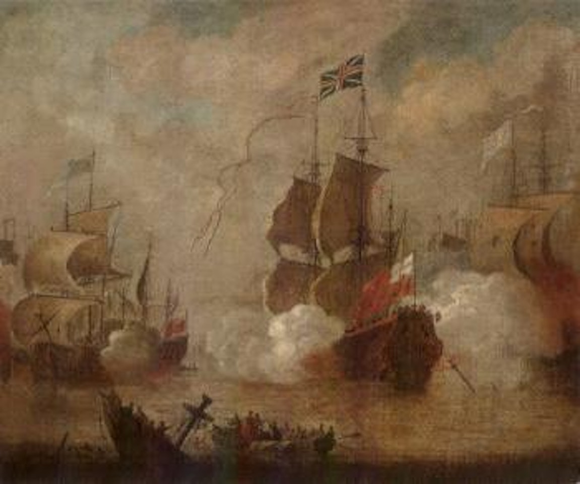 An English flagship in action during the Third Anglo-Dutch War, 1672-74 by Peter Monamy