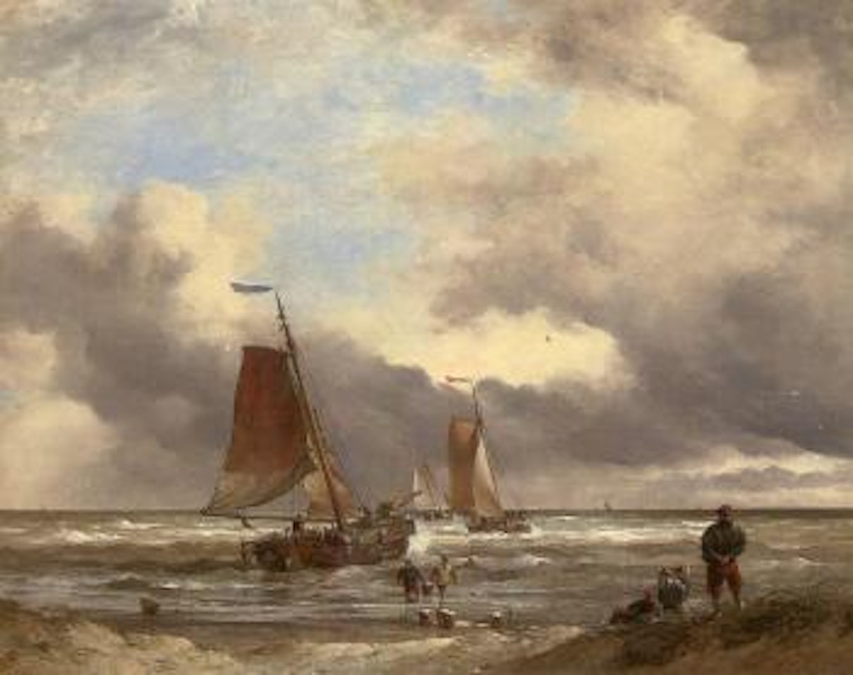 Landing the catch at Scheveningen by Edward William Cooke