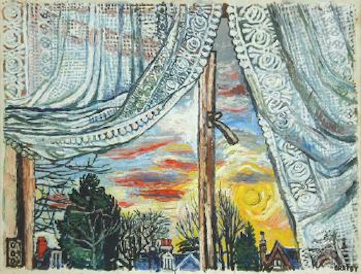 Red clouds by John Bratby