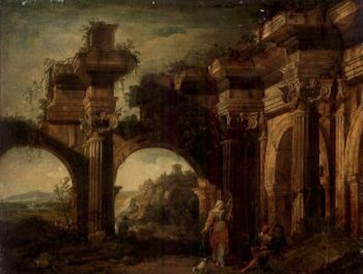 Capriccio of classical ruins by Viviano Codazzi