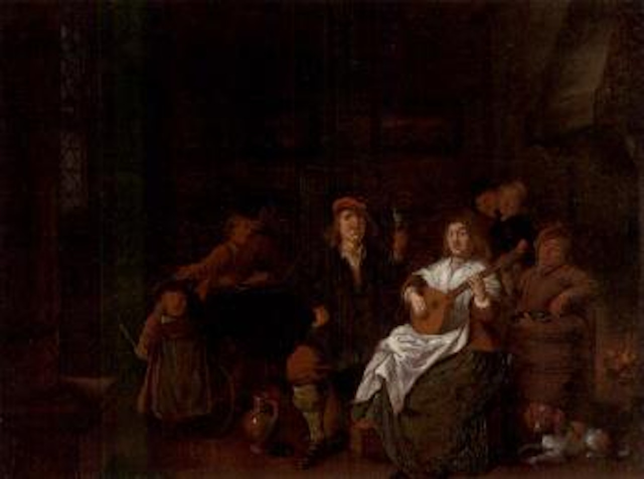 Boors merry making in inn by Jan Miense Molenaer