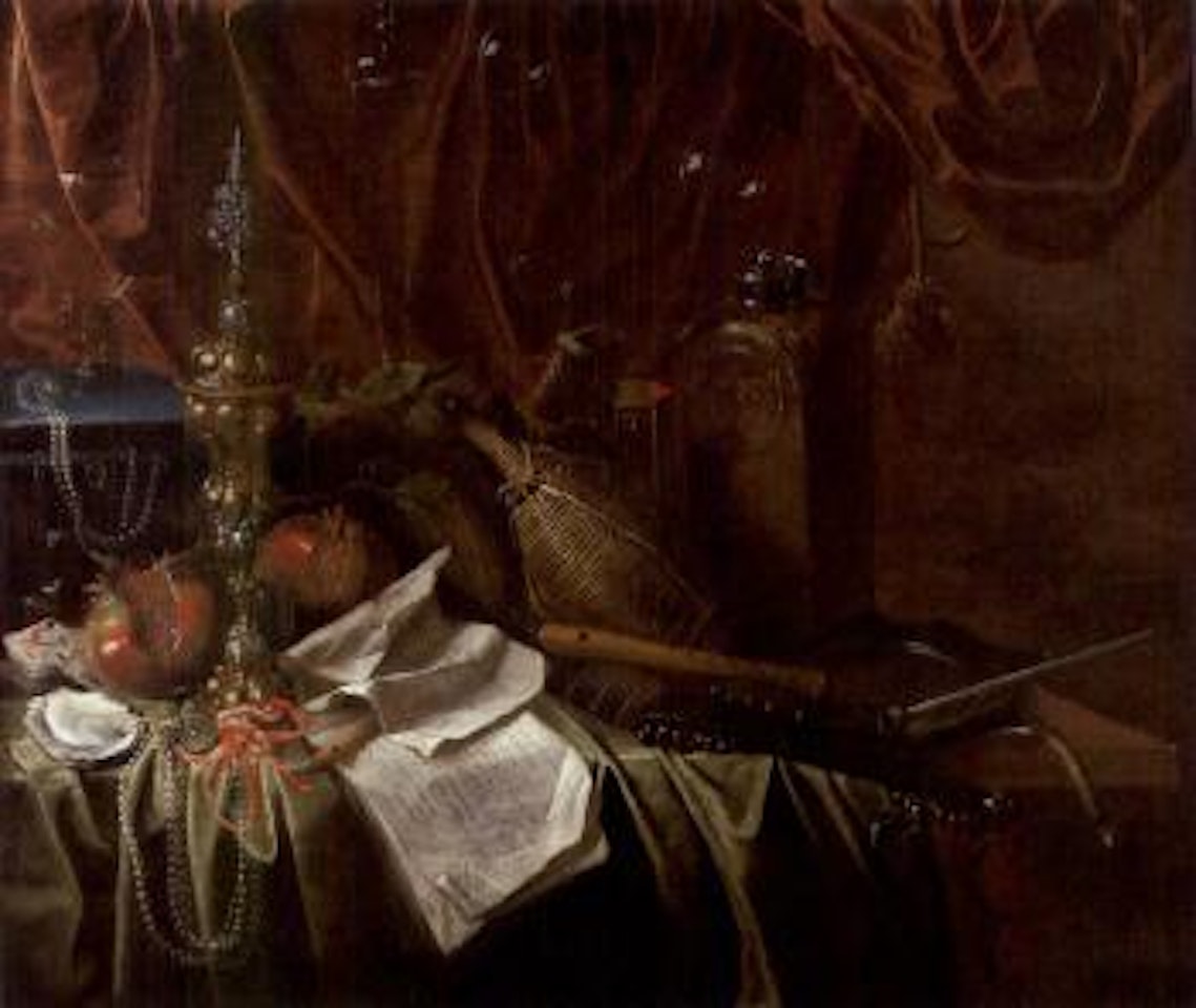 Still life with musical instruments and pomegranates by Dutch School