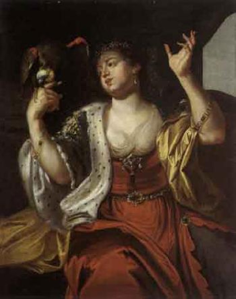 A lady with a parrot, an allegory of feeling by Abraham Janssens