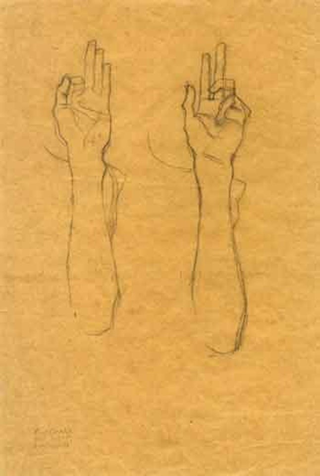Study of hands swearing an oath by Gustav Klimt