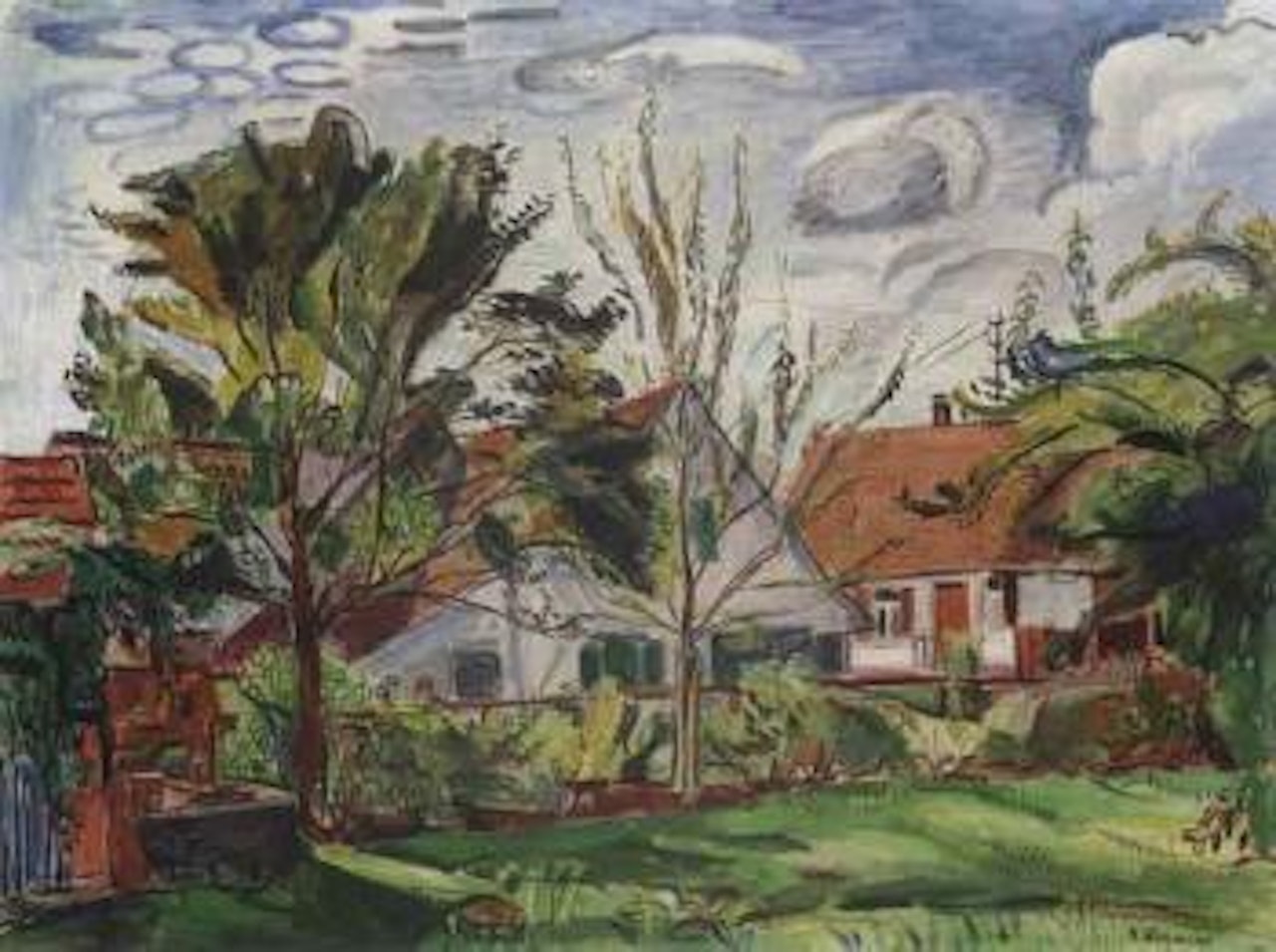 Fishing huts in Langenargen by Hans Purrmann