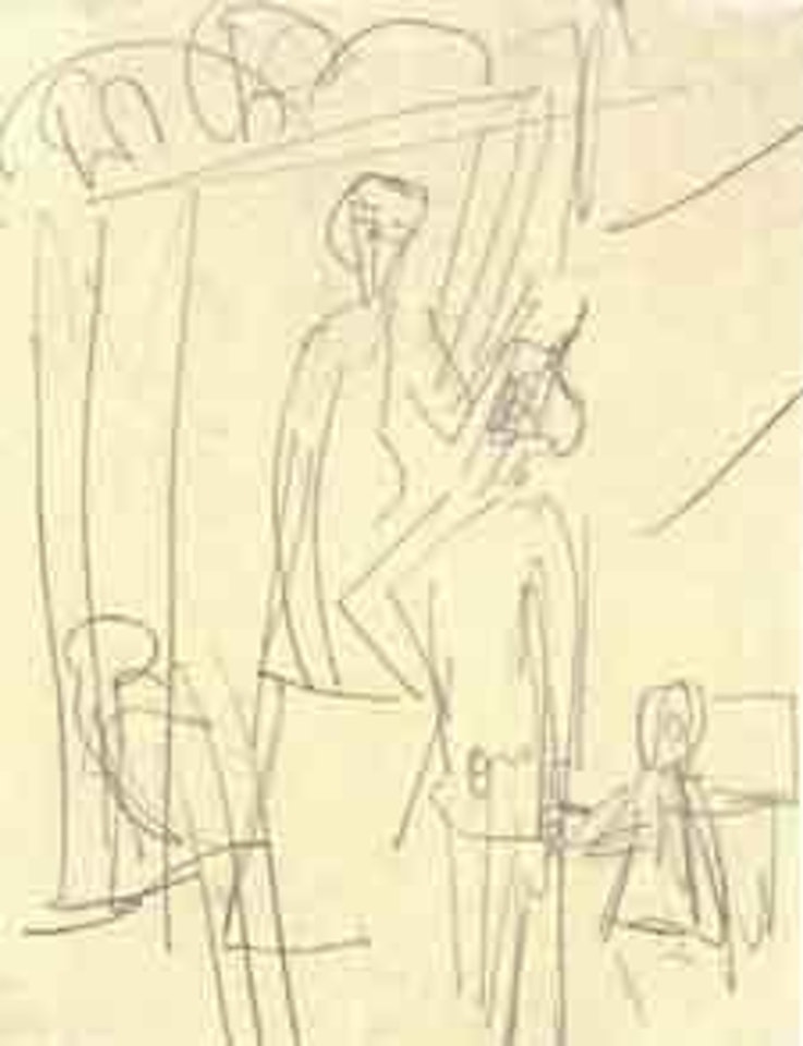 Singer conversing with the orchestra by Ernst Ludwig Kirchner