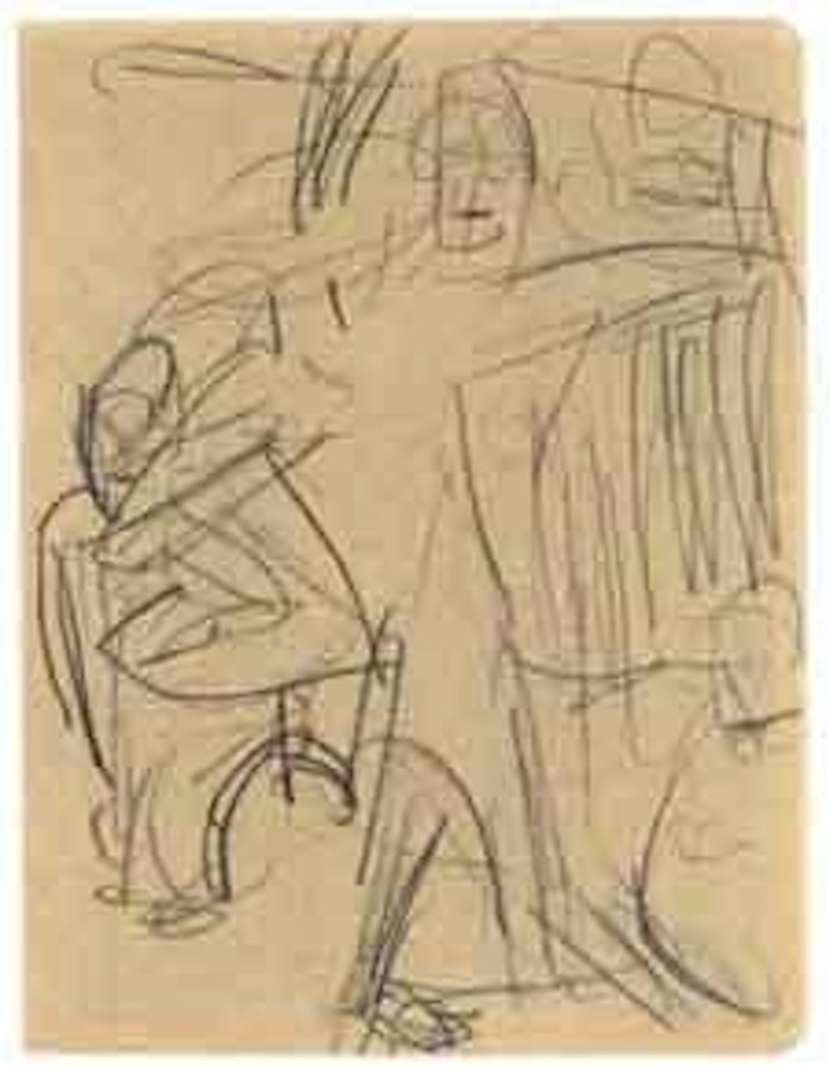 Dancing couple in a cafe by Ernst Ludwig Kirchner