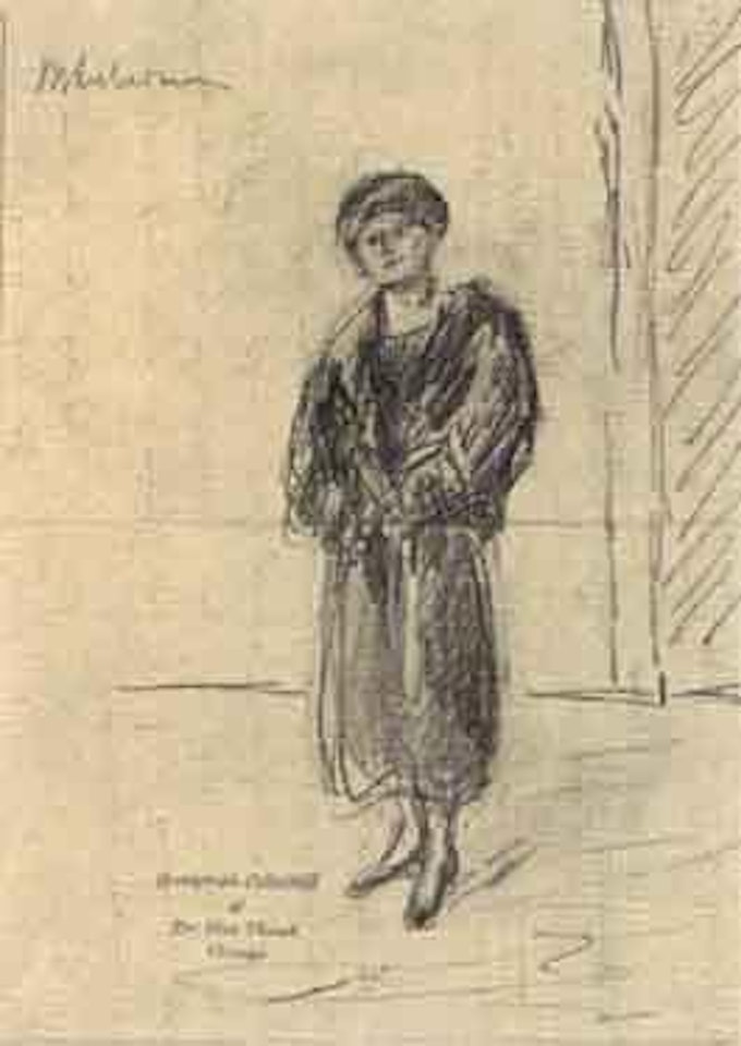 Young woman wearing a fur coat by Max Liebermann