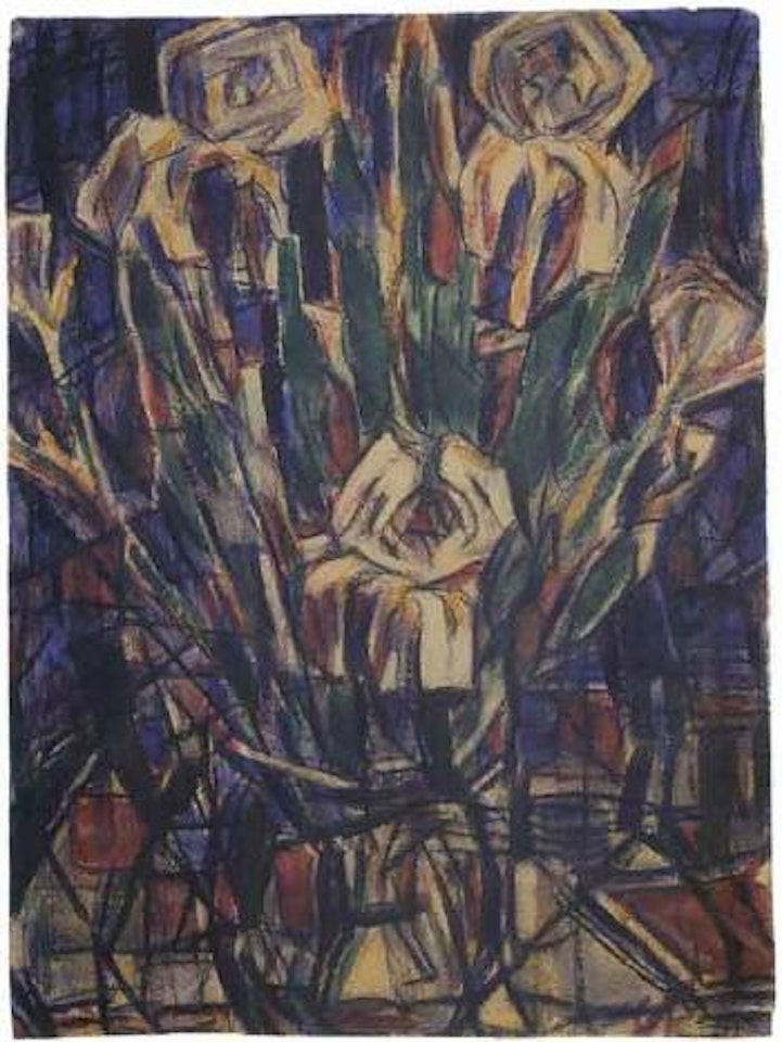 Iris in a vase by Christian Rohlfs