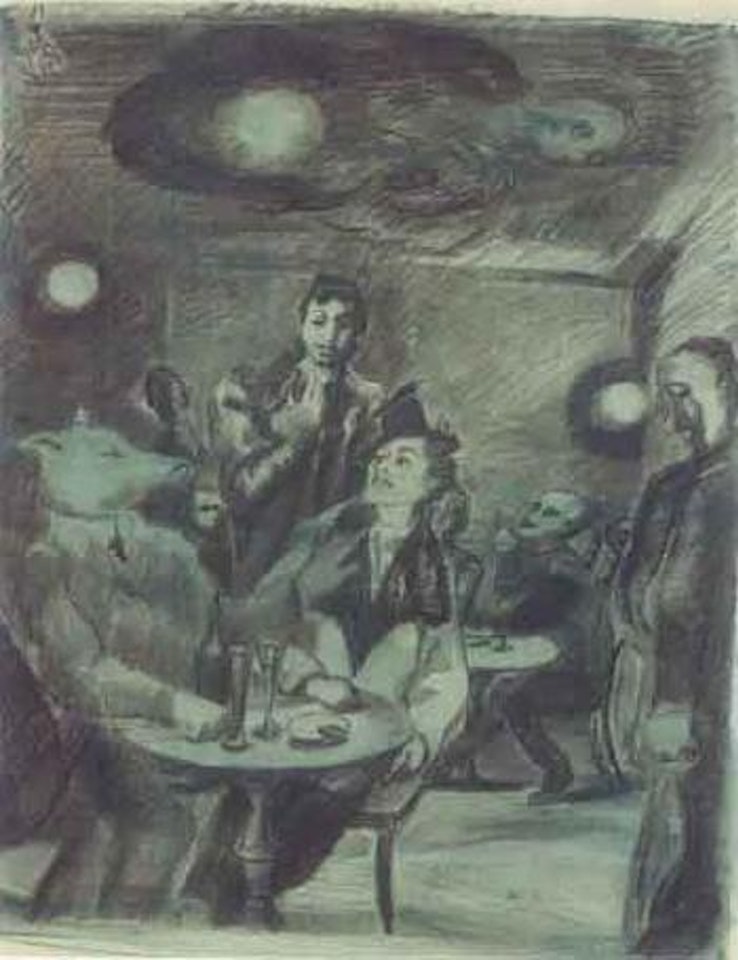 Cafe scene by Ludwig Meidner