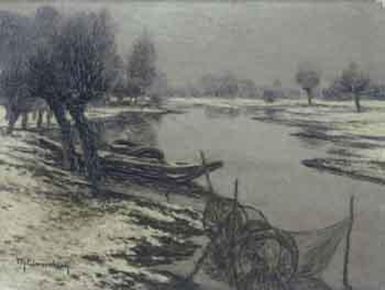 Winter day on the banks of the river Erft by Max Clarenbach