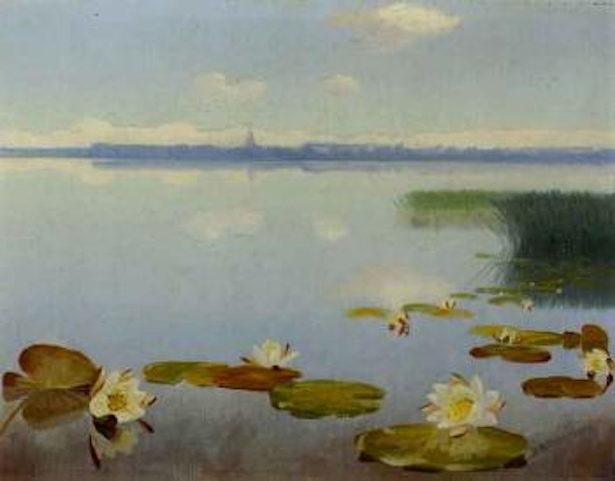 Lake scene with waterlilies by Dirk Smoorenberg