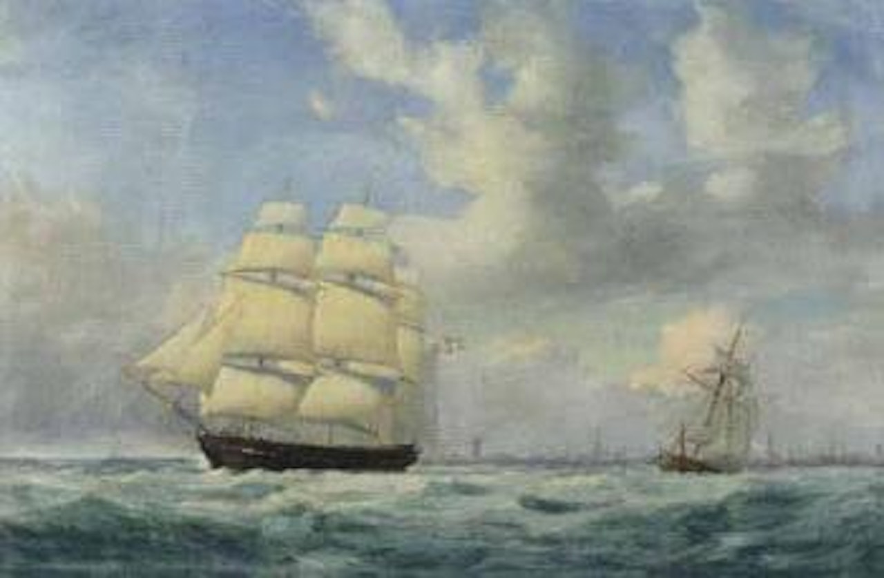 Seascape with the schooner T A Shaw off Copenhagen by Anton Melbye