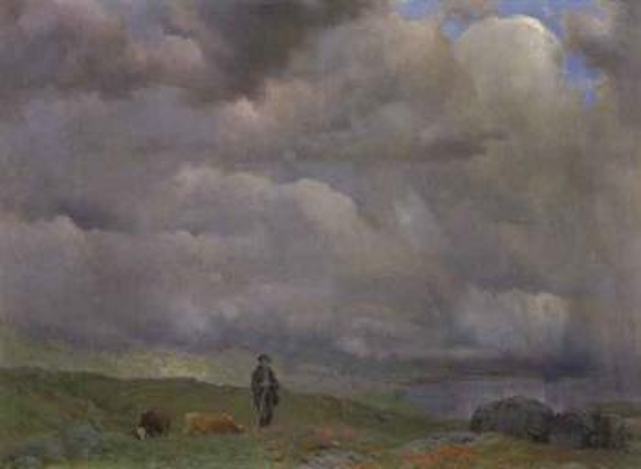 Herder boy with cattle by Christian Skredsvig