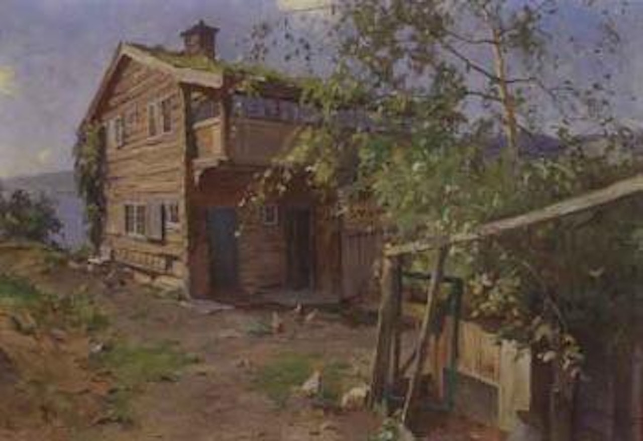 Farmyard with chickens by Even Ulving