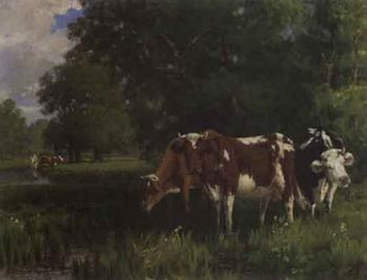 Cattle at watering place by Christian Skredsvig
