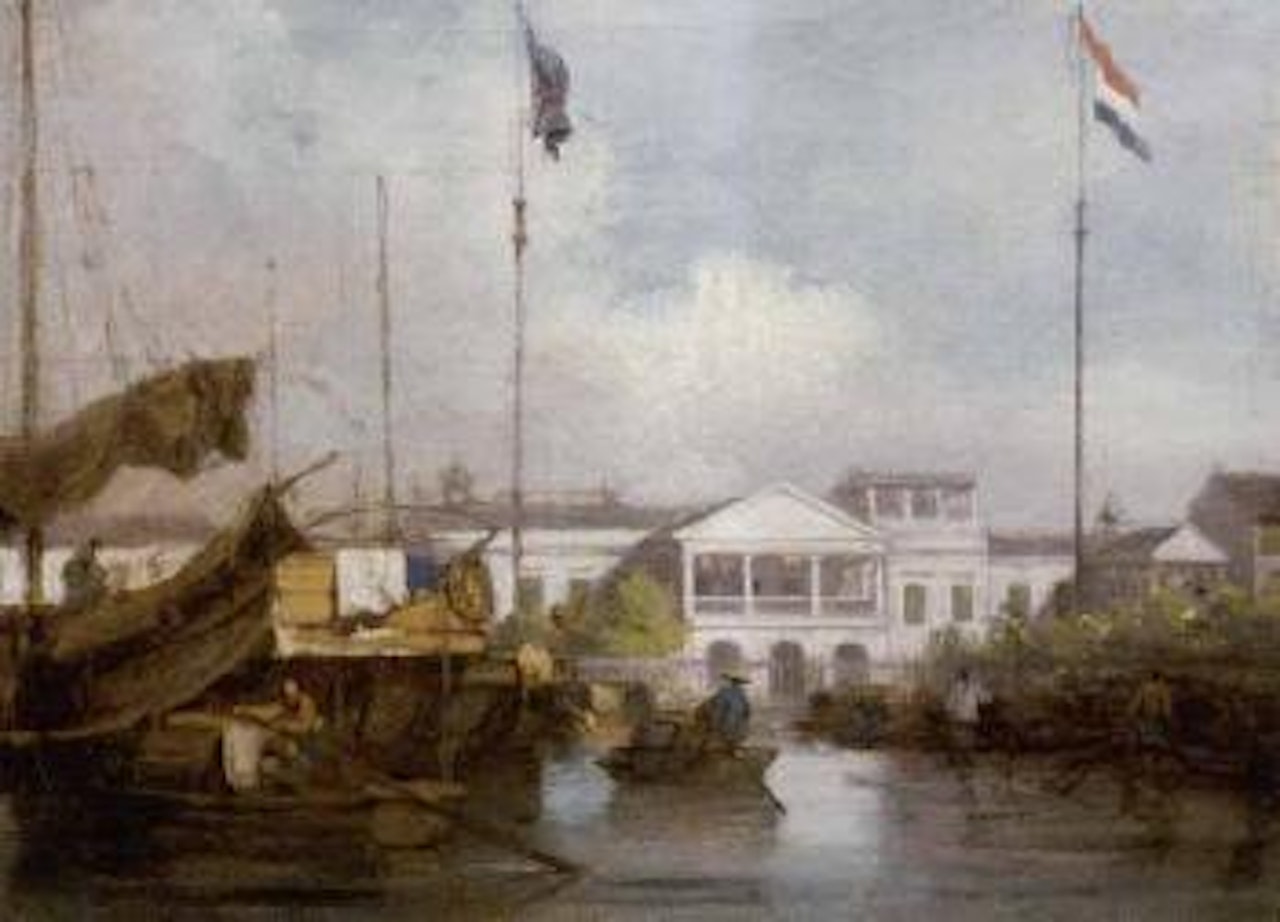 British and Dutch factories at Canton by George Chinnery