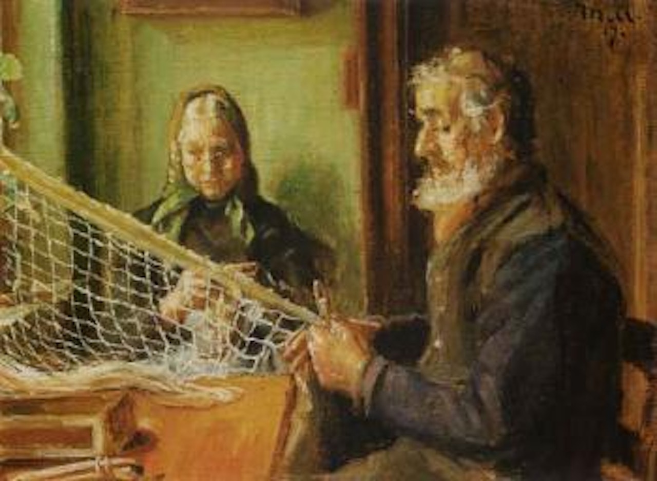 Mending nets by Michael Ancher