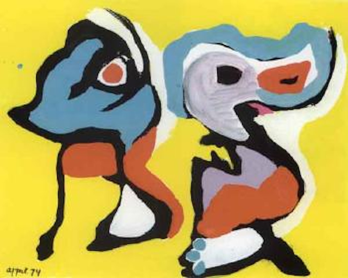 Untitled - figural composition by Karel Appel