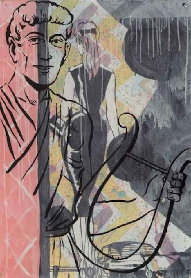 Man playing a lyre and a girl by Sigmar Polke