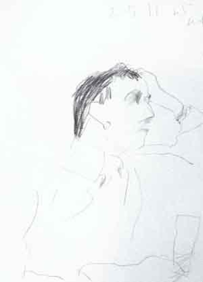 Male portrait holding a glass by Horst Janssen