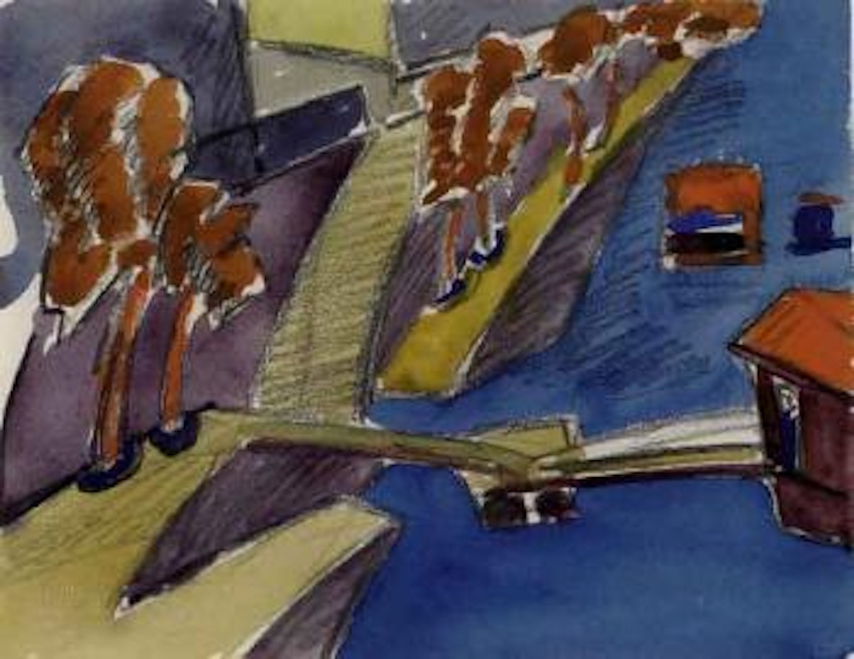 Seine landscape with the Ponton Bridge by Walter Dexel