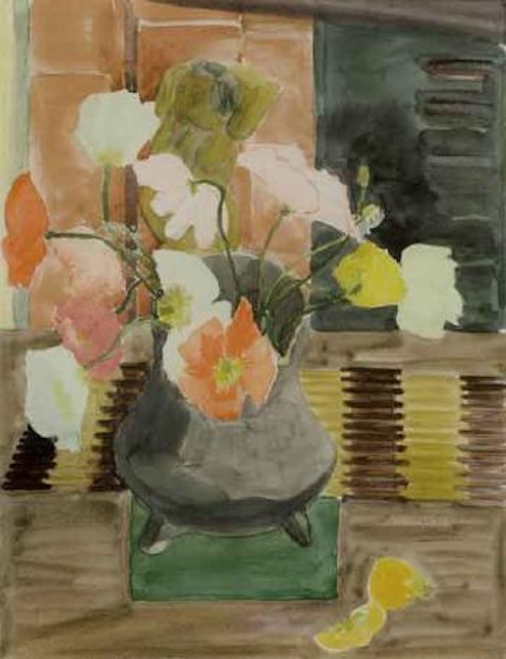 Still life with a vase of poppies by Erich Heckel