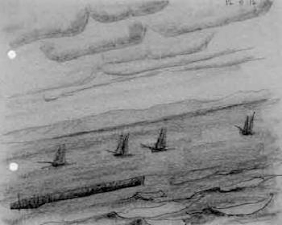 Fishing boats out at sea, near Heringsdorf by Lyonel Feininger