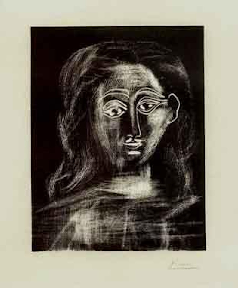 Jacqueline aux cheveux flous, en buste by Pablo Picasso