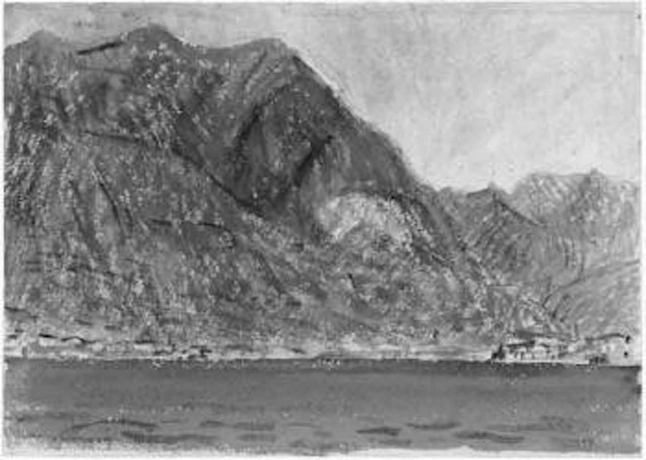 Lake Silser with mountains beyond by Cuno Amiet