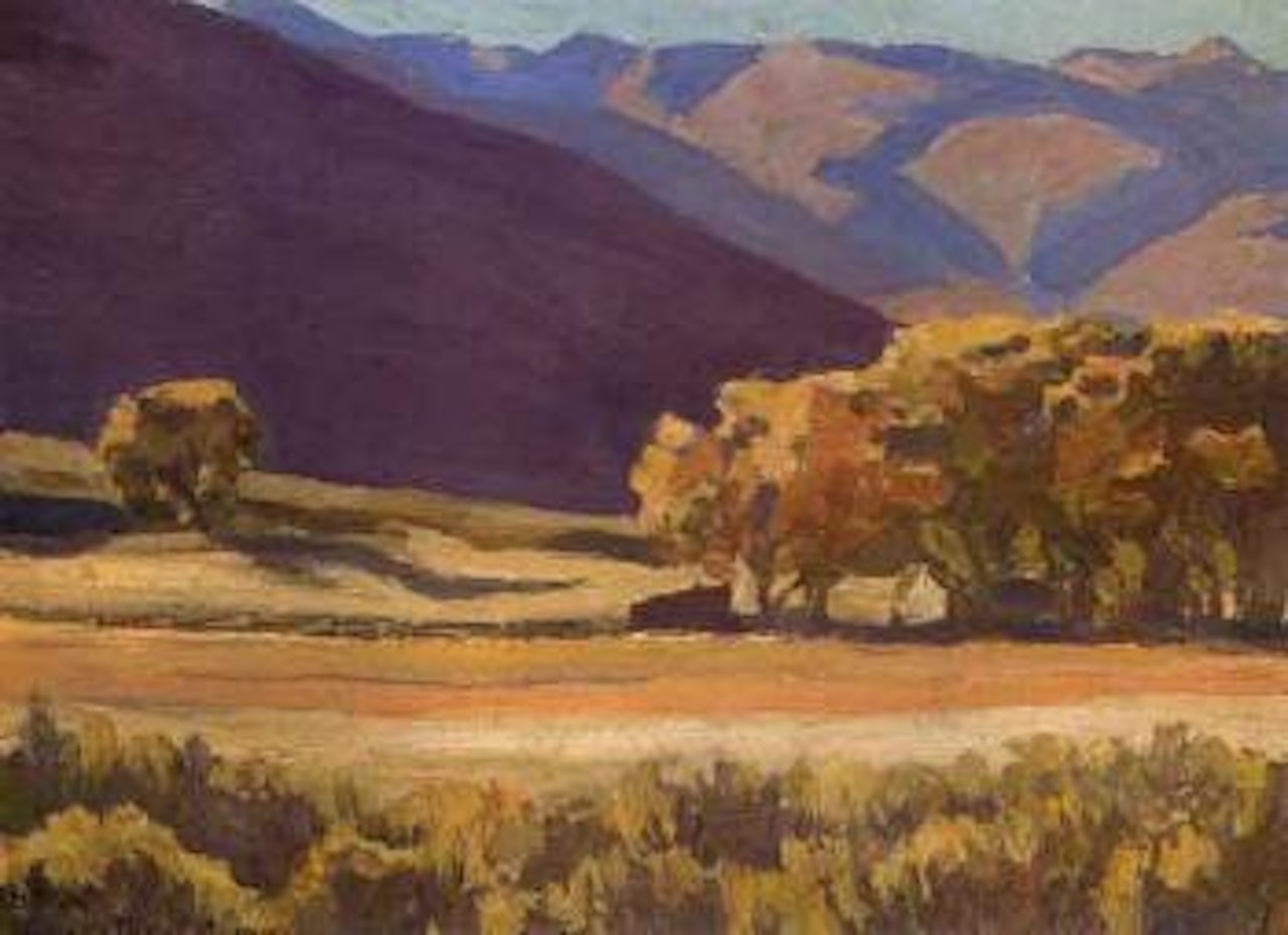 Autumn cottonwoods near Carson, Nevada by Maynard Dixon