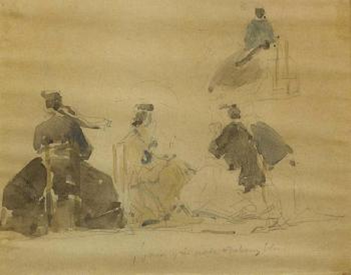 Crinolines assises by Eugène Boudin