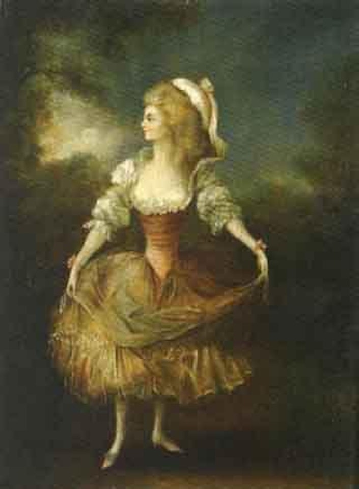 Femme dans un parc tenant le voile qui recouvre sa robe a panier by Jean Frédéric Schall