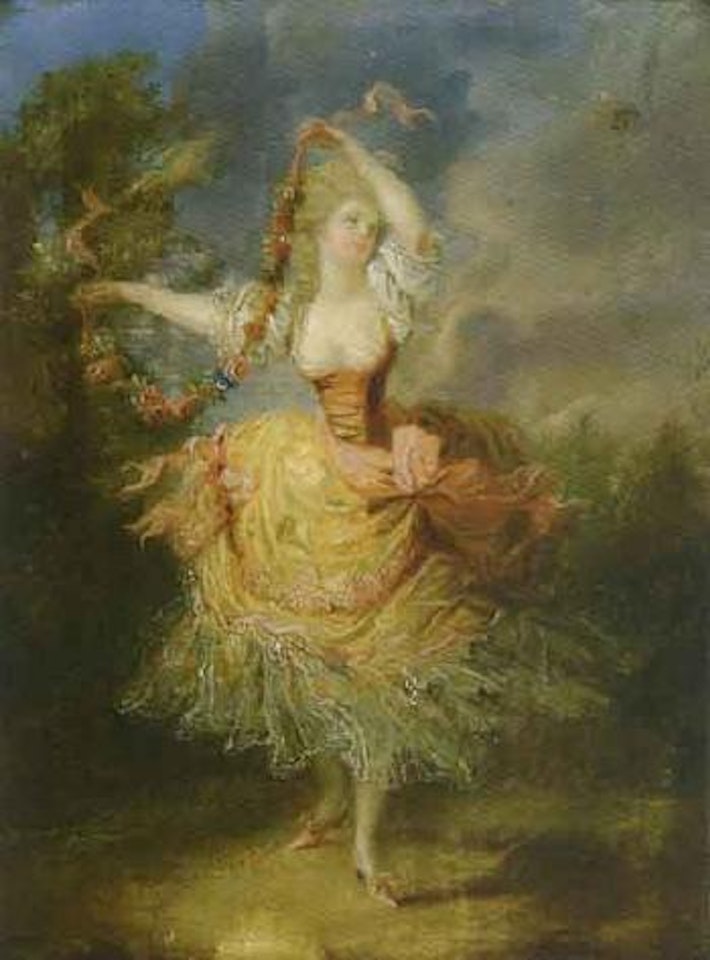 La danseuse au ruban fleuri sur fond de parc by Jean Frédéric Schall