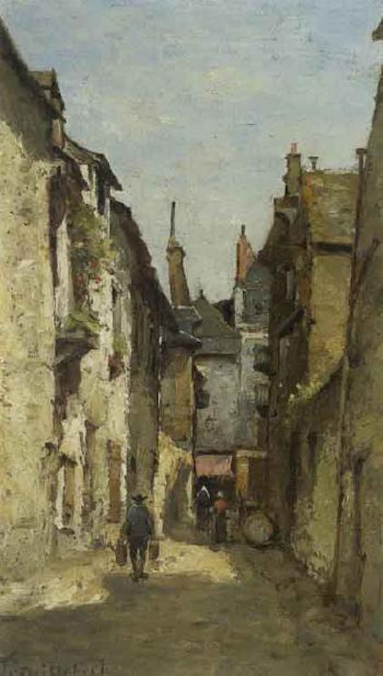 Ruelle animee de personnages en Bretagne by Paul Désiré Trouillebert