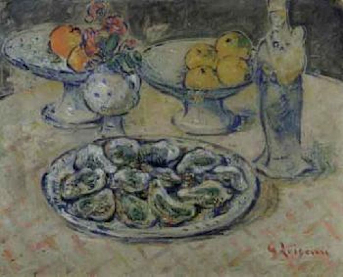 Plat d'huitres et compotiers by Gustave Loiseau