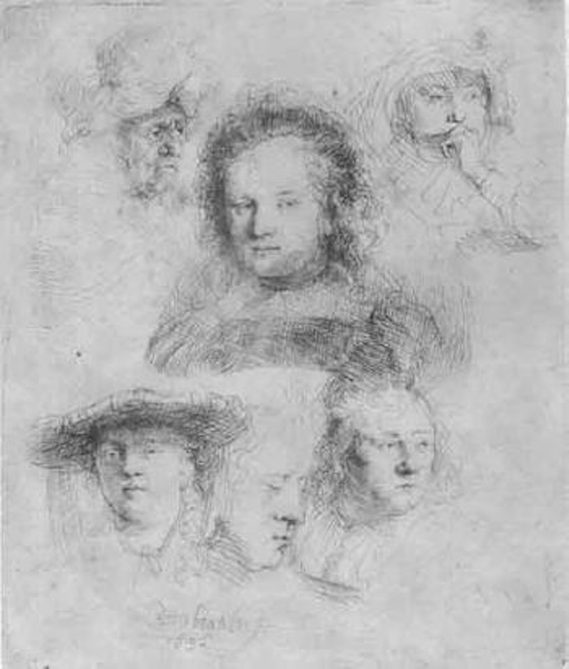 Female head studies by Attributed to Rembrandt Harmensz van Rijn