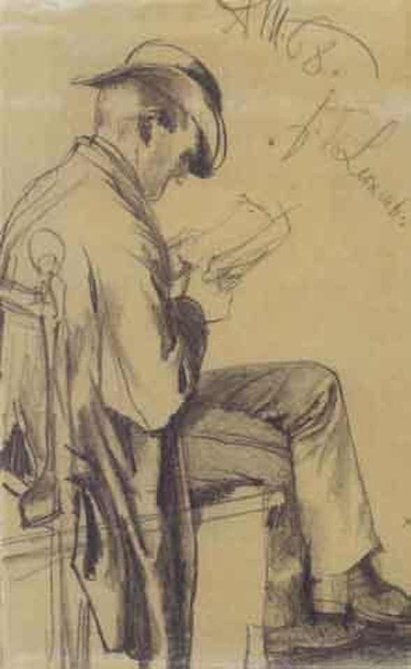 Man reading in the Jardin du Luxembourg by Adolph Menzel