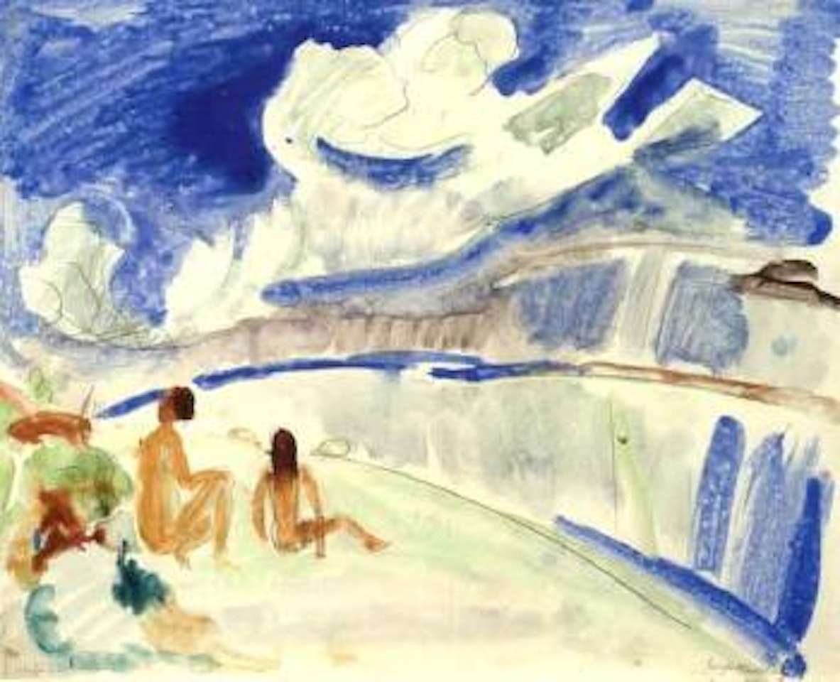 Clouds building up over a beach by Erich Heckel