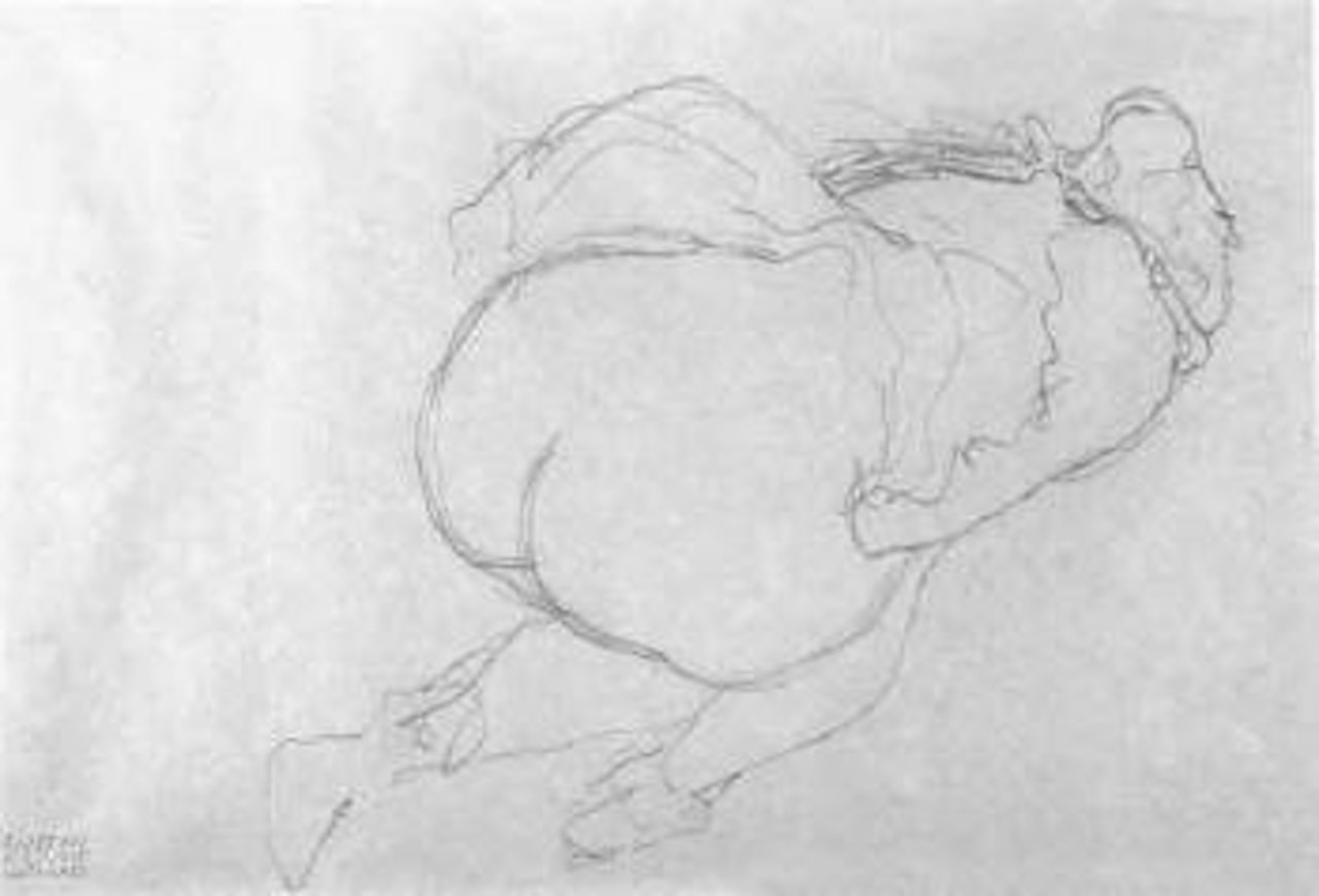 Crouching female nude from the right by Gustav Klimt