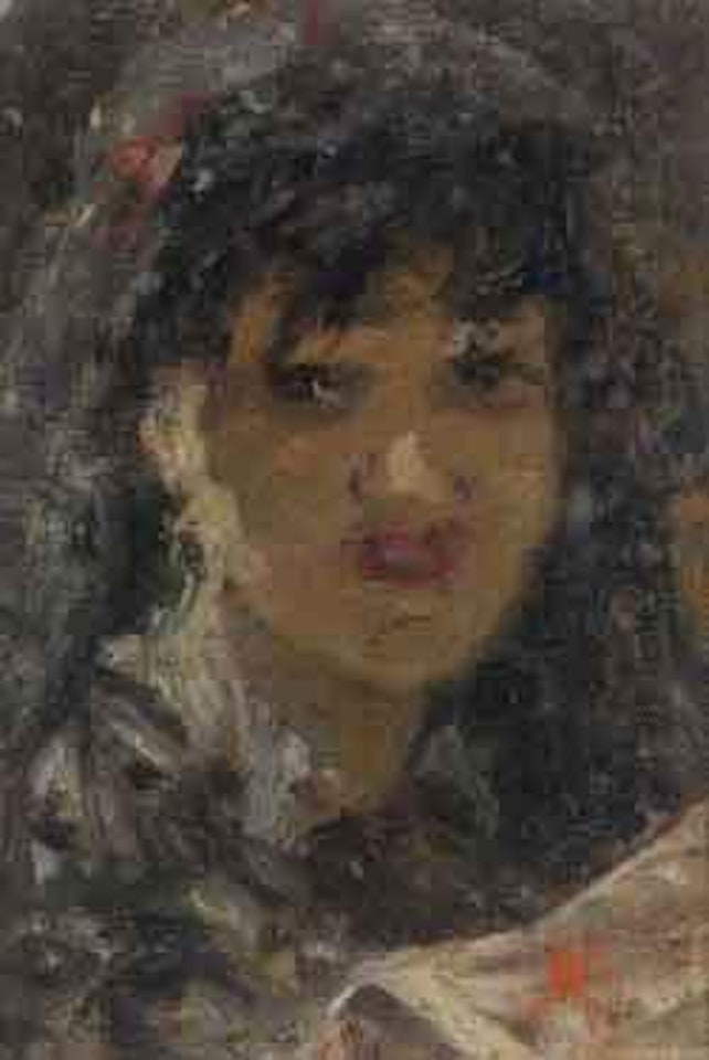 Portrait of a young woman with a scarf by Mose Bianchi