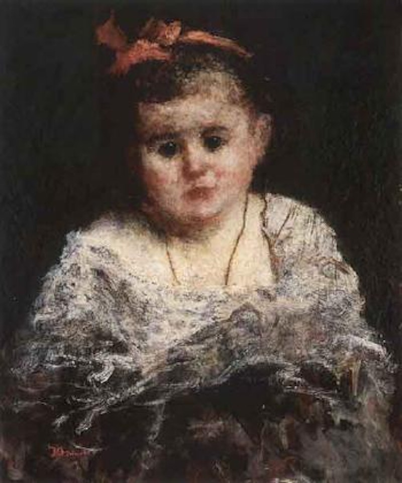 Petite fille au ruban rouge by Adolphe Monticelli