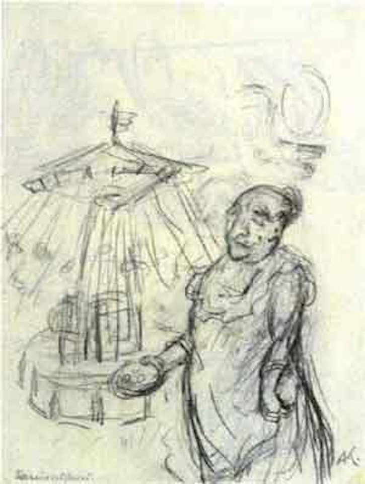 Woman with carousel by Alfred Kubin