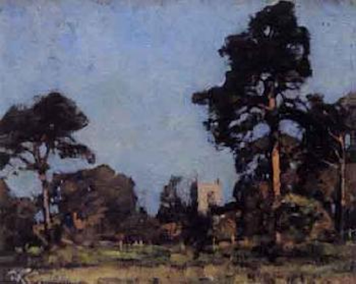 A turret amidst trees by Robert Gwelo Goodman