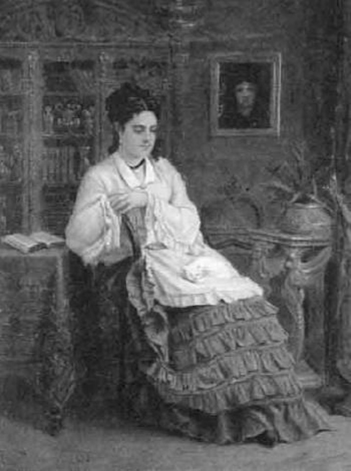 Femme en robe bleue revant by Paul Désiré Trouillebert