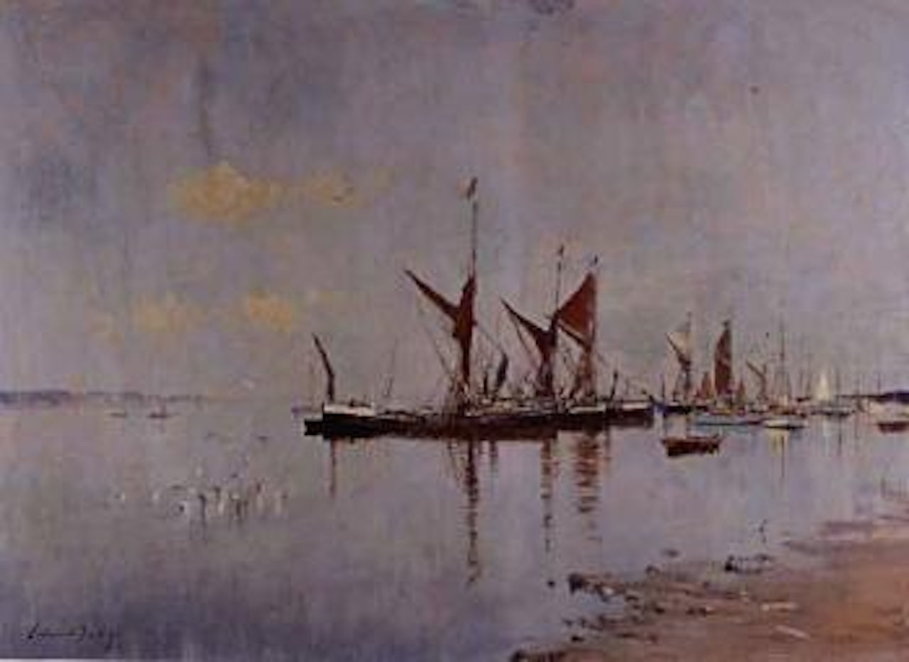 Barges at anchor, Pin Mill by Edward Seago