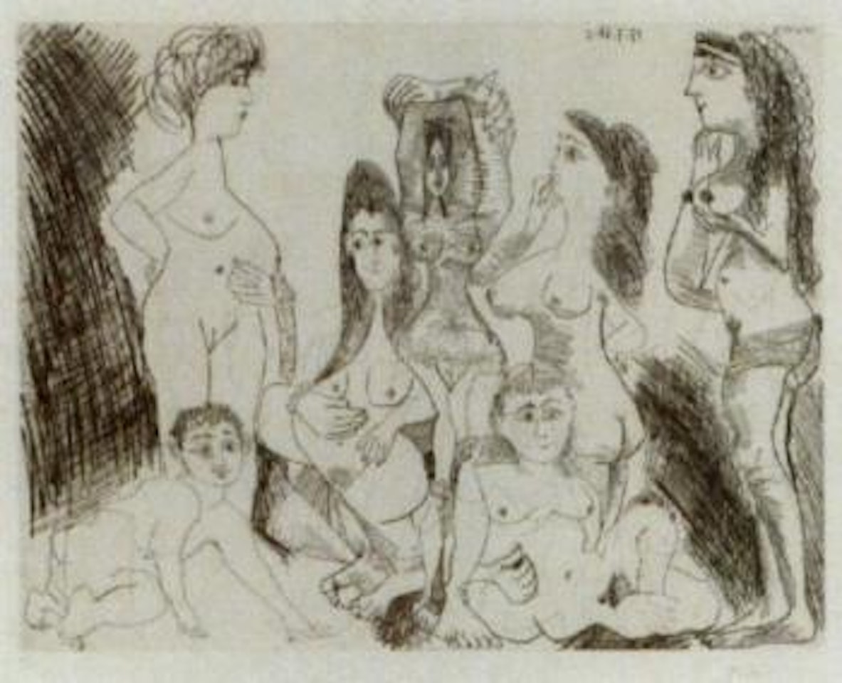 Gamin se glissant dans un hammam un jour reserve au femmes by Pablo Picasso