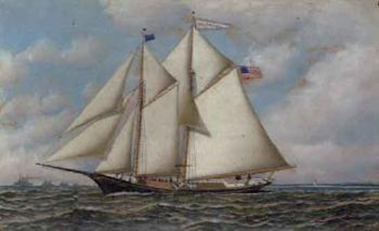 William Vincent Astor's yacht Nourmahal passing a lighthouse by Antonio Jacobsen